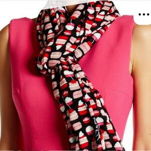 New Kate Spade Black and Pink Cupcake Cake petit fours oblong Scarf